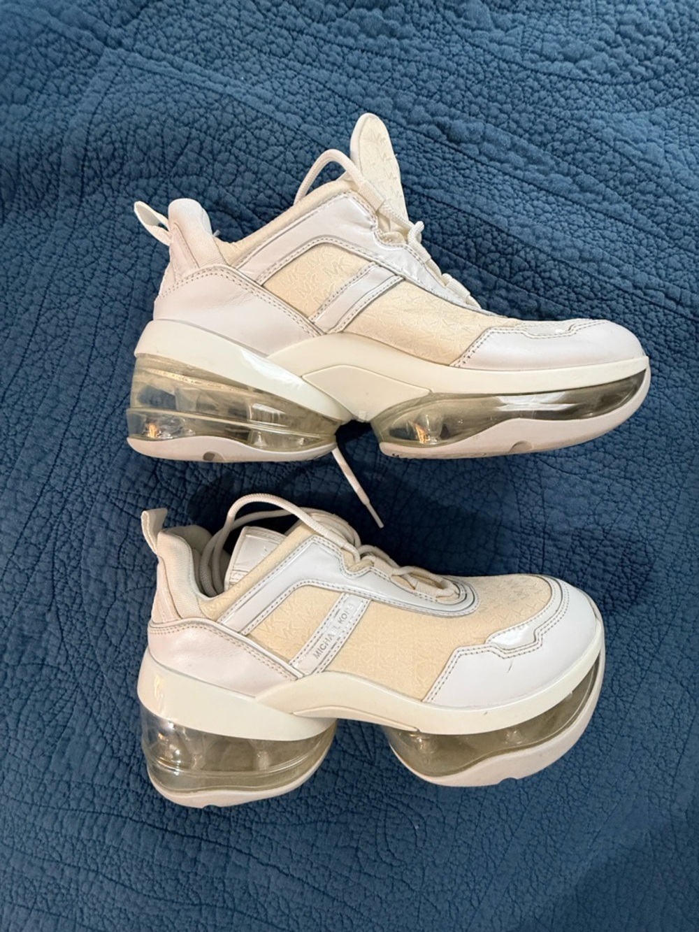 Michael Kors Olympia Cream and White Platform Sneakers